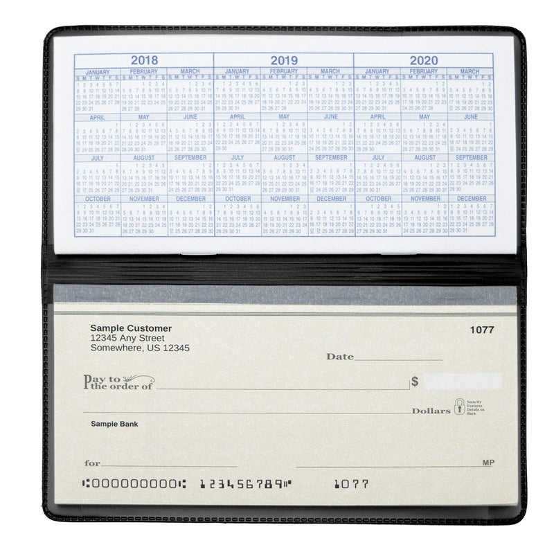 CAROUSELCHECKS Black Vinyl Checkbook Cover, Top Tear Personal Vinyl Checkbook Cover - Image 2